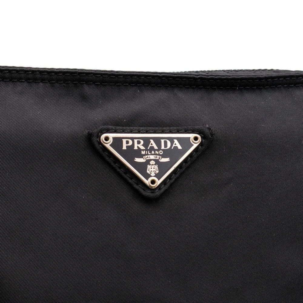 Prada Vintage Black Vela Nylon Small Flat Messenger Bag Adjustable Strap